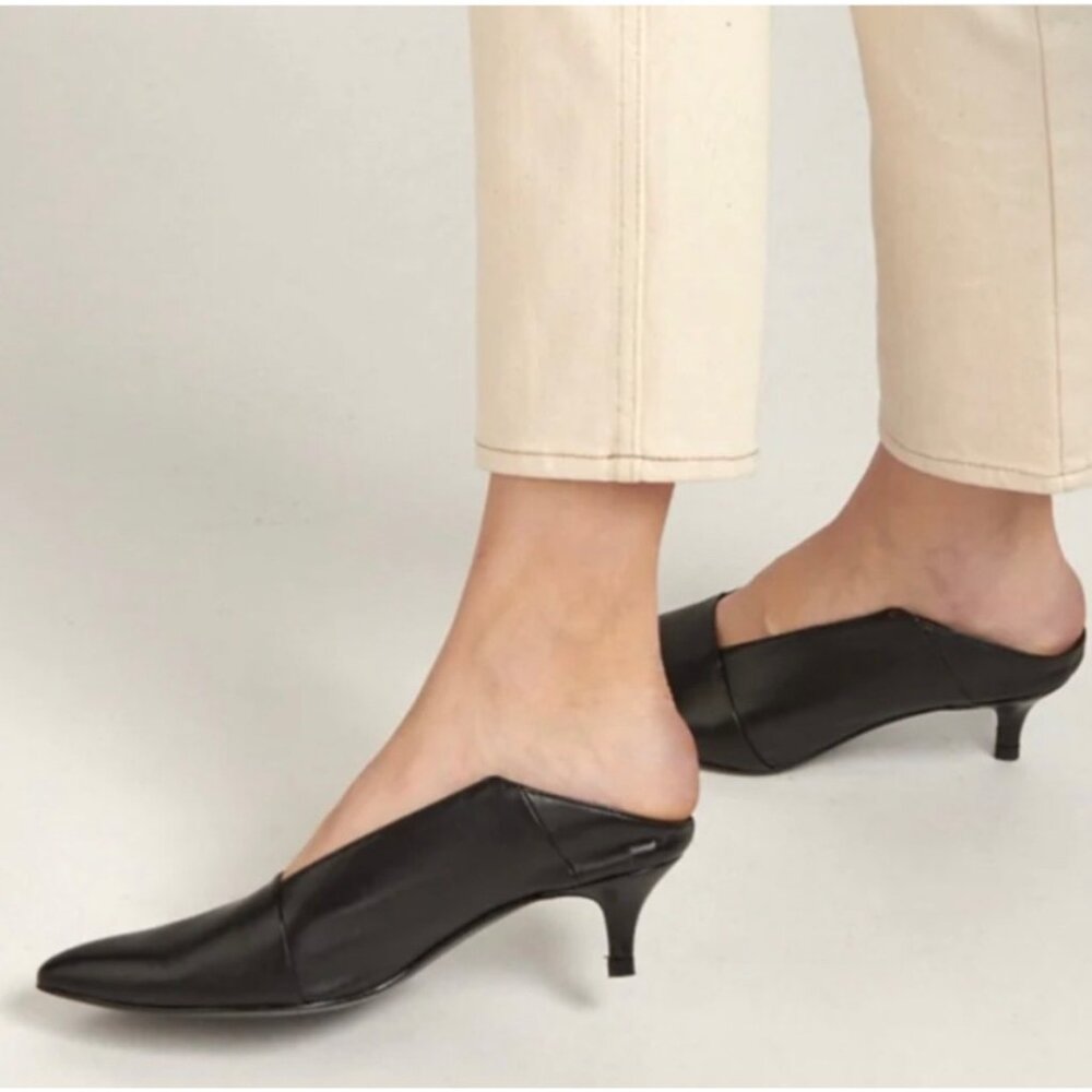 Thakoon Leather Black Kitten Mule  NIB 37/ 6